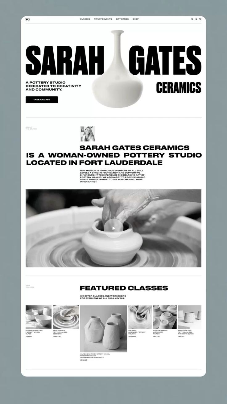 Sarah Gates Ceramics E-commerce Web Design